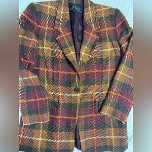 Linda Allard Ellen Tracy wool cashmere plaid blazer Sz 10